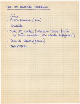 Lista com a instrumentação da canção "Era Um Redondo Vocábulo"