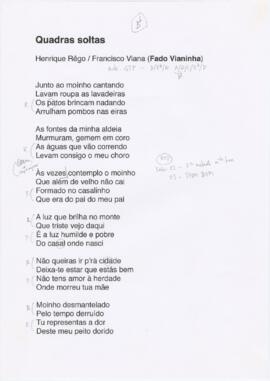 Letra da canção "Quadras soltas"