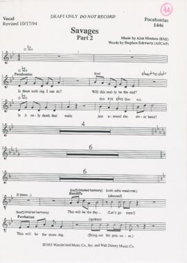 Partitura da canção "Savages (Part 2)"