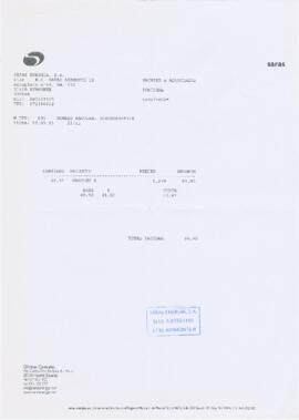 Factura / recibo de abastecimento de combustível