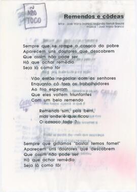 Letra da canção "Remendos e côdeas"
