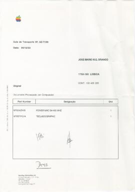 Guia de transporte da Interlog, Informática, SA