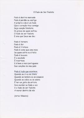 Letra da canção "O fado de ser fadista"