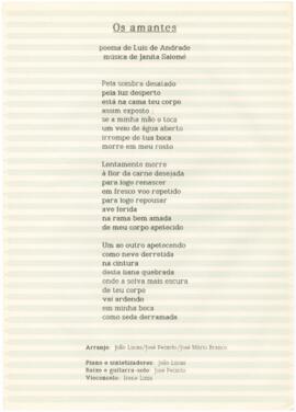 Letra e ficha técnica da canção "Os amantes"