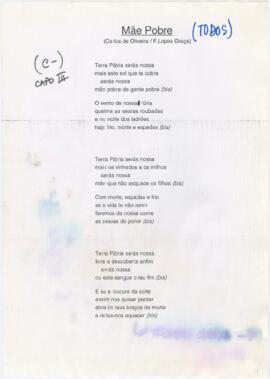 Letra da canção "Mãe pobre"