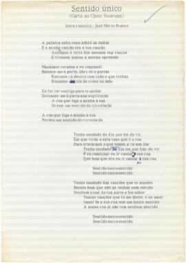 Letra da canção "Sentido Único (Carta a Chico Buarque)"