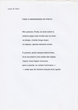 Poema "Para o aniversário do poeta"
