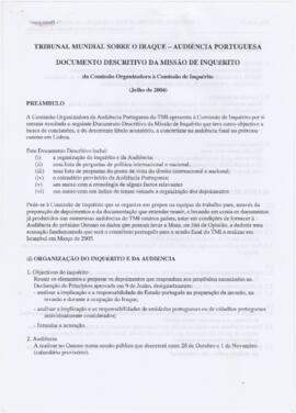 Documento descritivo da missão de inquérito