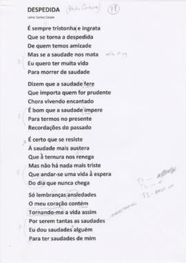 Letra da canção "Despedida"