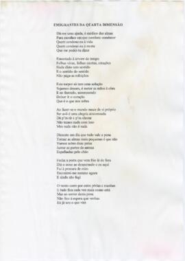 Letra da canção "Emigrantes da quarta dimensão"