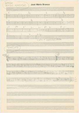 Partitura e cifras da canções "Sopram ventos adversos" e "Fado Penélope"