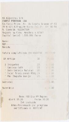 Factura de refeição