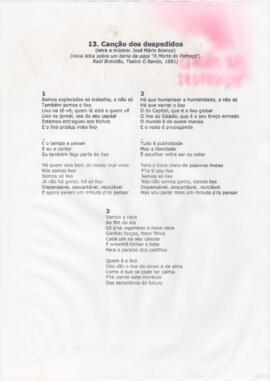 Letra da canção "Canção dos despedidos"
