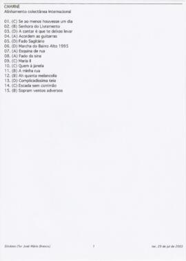 Camané - Alinhamento colectânea internacional