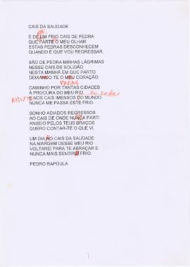 Letra da canção "Cais da saudade"