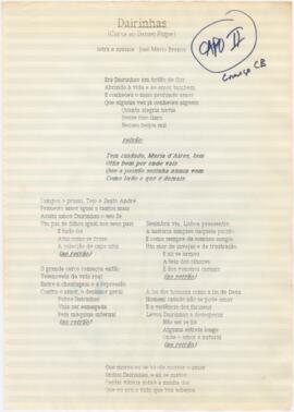 Letra da canção "Dairinhas  (Carta ao Daniel Filipe)"