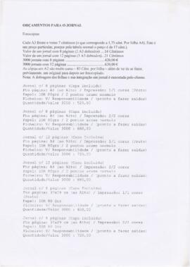 Orçamentos para o Jornal