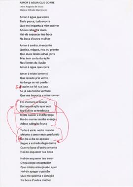 Letra da canção "Amor é Água que Corre"