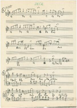 Parte de instrumento de cordas da canção "Cantiga para o Zeca"