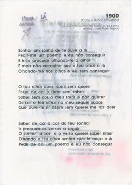 Letra da canção "1900 (Carta a Anton Tchekhov)"