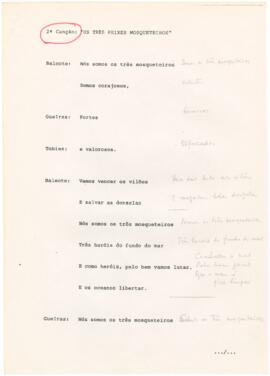 Letra da canção "Os três peixes mosqueteiros"